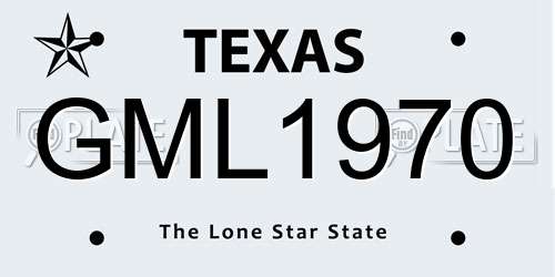 GML1970 Texas License Plate