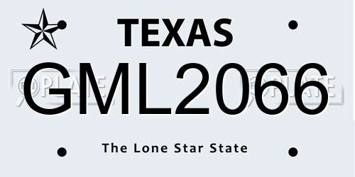 GML2066 Texas License Plate