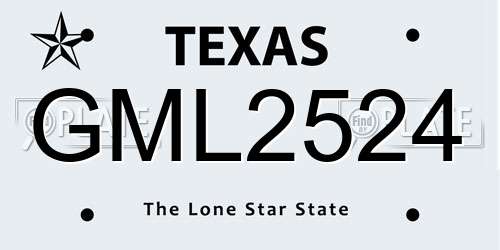 GML2524 Texas License Plate