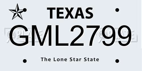 GML2799 Texas License Plate