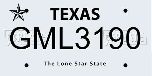 GML3190 Texas License Plate