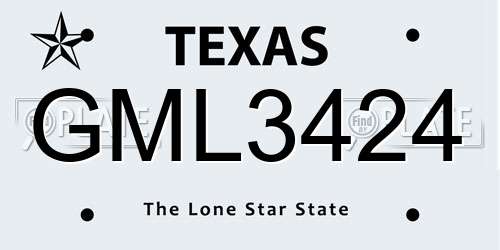 GML3424 Texas License Plate