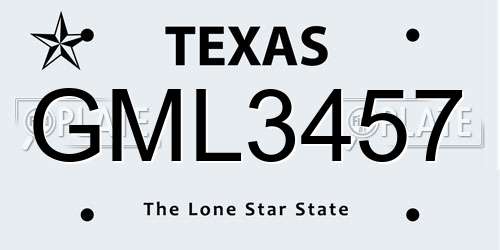 GML3457 Texas License Plate