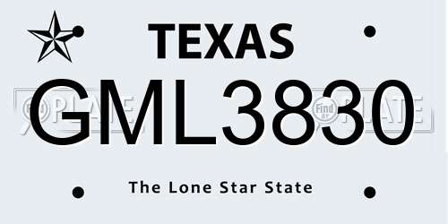 GML3830 Texas License Plate