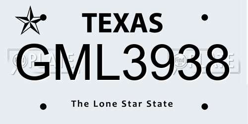 GML3938 Texas License Plate