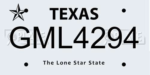 GML4294 Texas License Plate