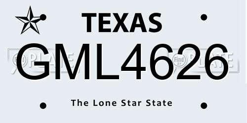 GML4626 Texas License Plate