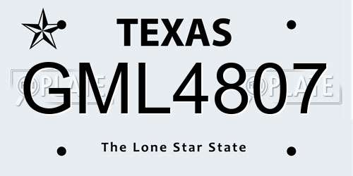 GML4807 Texas License Plate