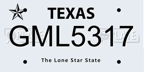 GML5317 Texas License Plate