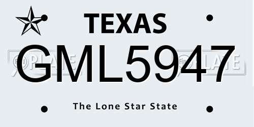 GML5947 Texas License Plate
