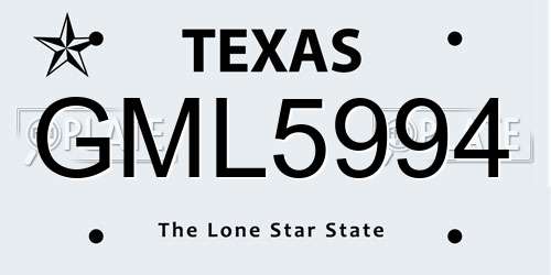 GML5994 Texas License Plate