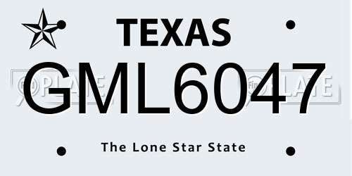 GML6047 Texas License Plate