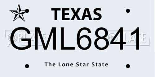 GML6841 Texas License Plate