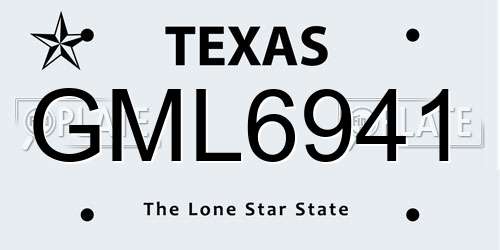 GML6941 Texas License Plate