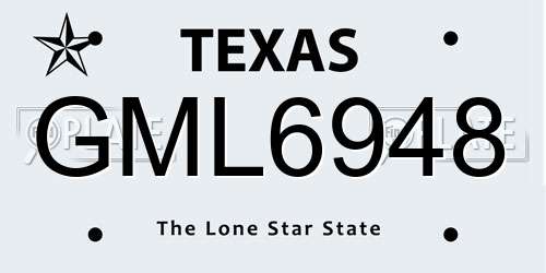 GML6948 Texas License Plate