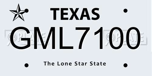 GML7100 Texas License Plate