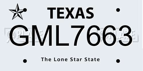 GML7663 Texas License Plate