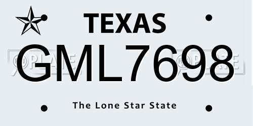 GML7698 Texas License Plate