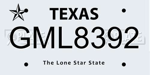 GML8392 Texas License Plate