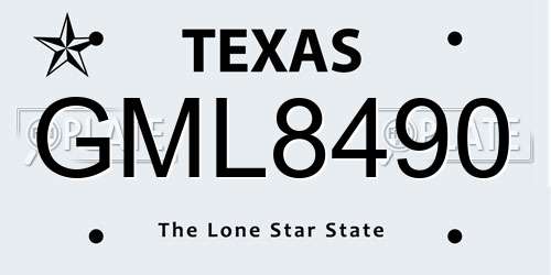 GML8490 Texas License Plate