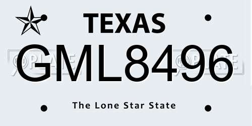 GML8496 Texas License Plate