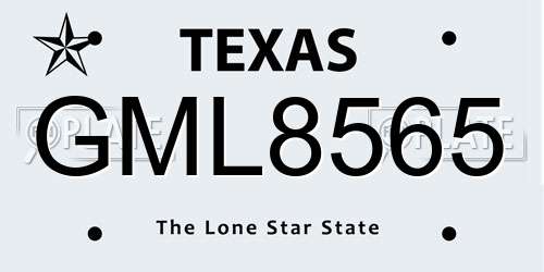 GML8565 Texas License Plate