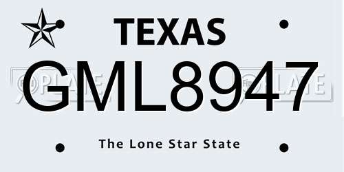 GML8947 Texas License Plate