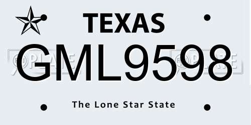 GML9598 Texas License Plate