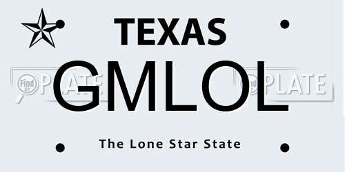 GMLOL Texas License Plate