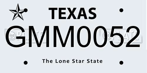 GMM0052 Texas License Plate