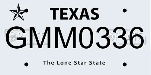 GMM0336 Texas License Plate