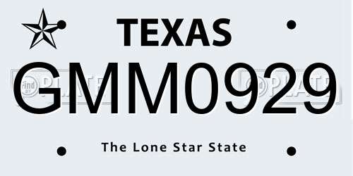 GMM0929 Texas License Plate