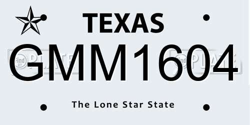 GMM1604 Texas License Plate