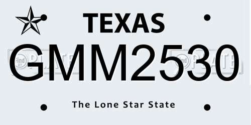 GMM2530 Texas License Plate