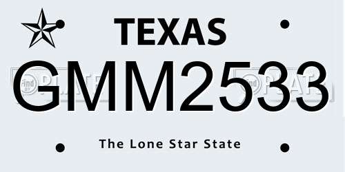 GMM2533 Texas License Plate