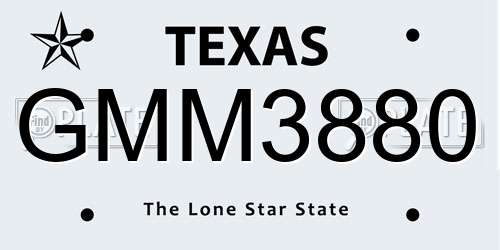 GMM3880 Texas License Plate