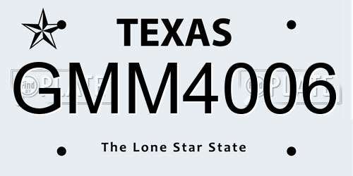 GMM4006 Texas License Plate