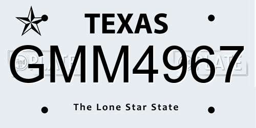 GMM4967 Texas License Plate