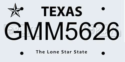 GMM5626 Texas License Plate