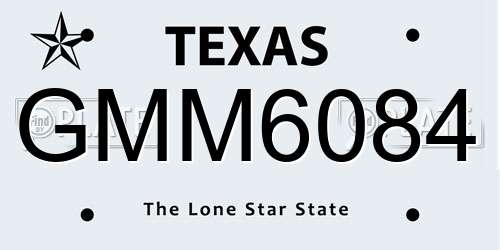 GMM6084 Texas License Plate
