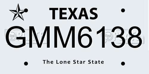 GMM6138 Texas License Plate