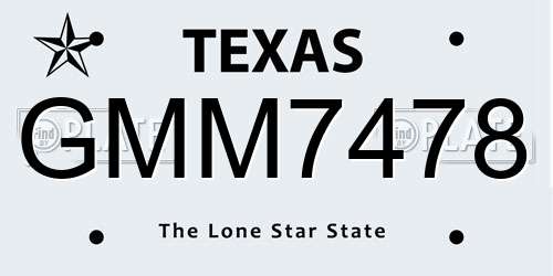 GMM7478 Texas License Plate