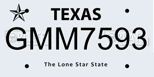 GMM7593 Texas License Plate