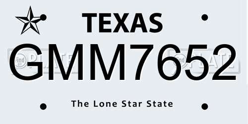 GMM7652 Texas License Plate