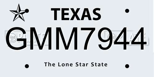 GMM7944 Texas License Plate