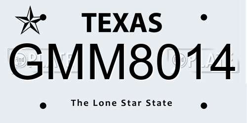 GMM8014 Texas License Plate