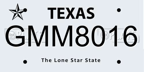 GMM8016 Texas License Plate