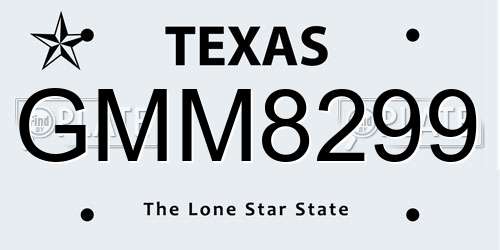 GMM8299 Texas License Plate