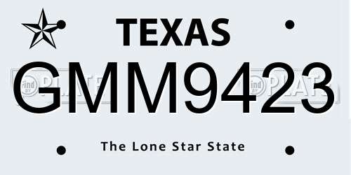 GMM9423 Texas License Plate
