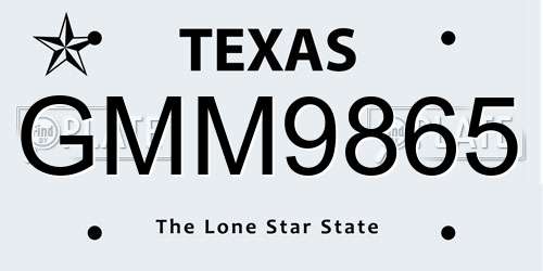 GMM9865 Texas License Plate